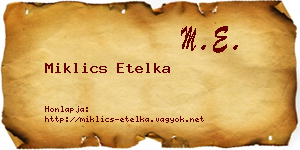 Miklics Etelka névjegykártya